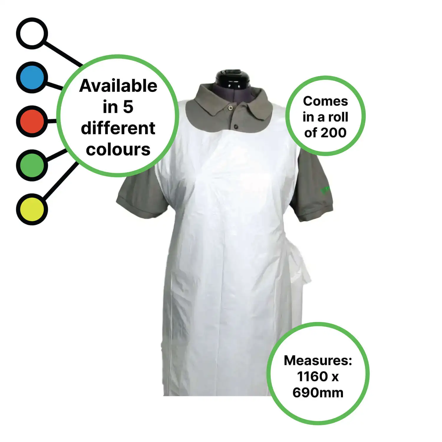 Proform Premium Disposable Plastic Aprons on a Roll 200 Pack image 2