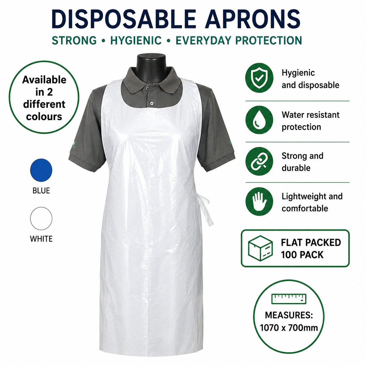 Proform Disposable Polythene Aprons Flat Pack 100 image 2
