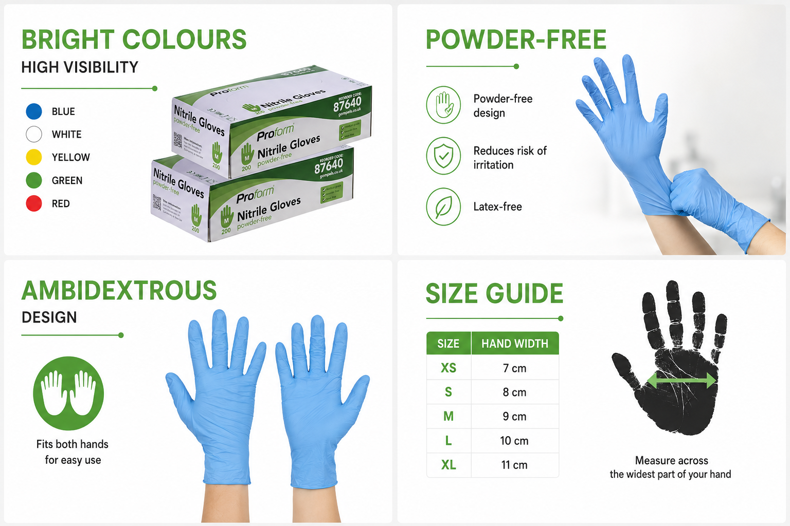 Proform Powder-Free Nitrile Gloves Blue 200 Pack image 2